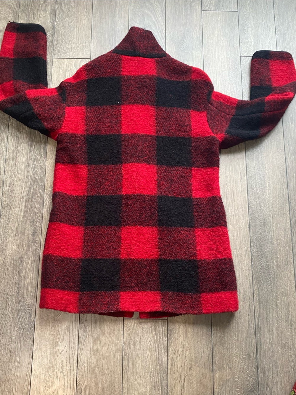 Wilfred Free Off Duty Buffalo Plaid Wool Blend Jacket Red Black Sz - Picture 4 of 10